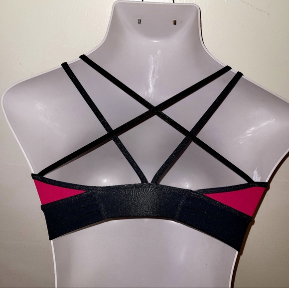 ADIDAS Medium Sports Bra Top Criss Cross Straps FUSHIA Gray NWT - Picture 2 of 8